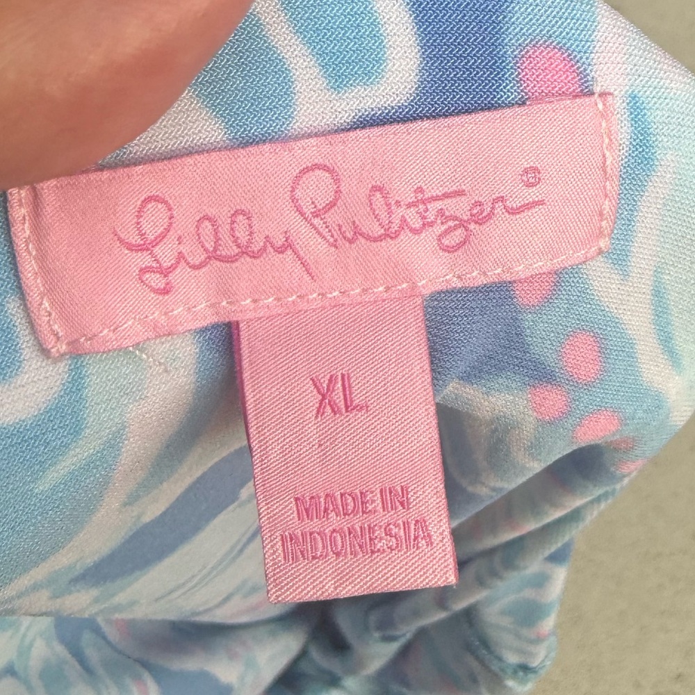Lilly Pulitzer Bay Blue Into The Deep Engineered Shay Dress Size XL Resortwear - Picture 10 of 10